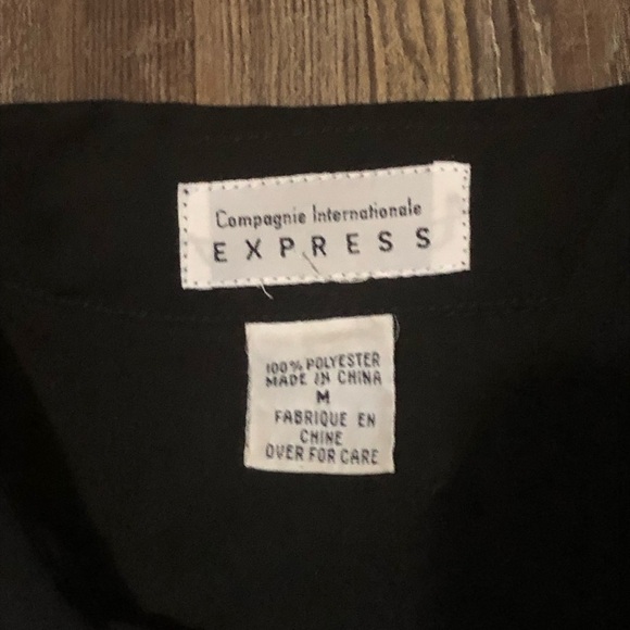 Express Top Women's Medium Patchwork Oversized Button Front Chiffon Tunic Boho - Picture 2 of 8